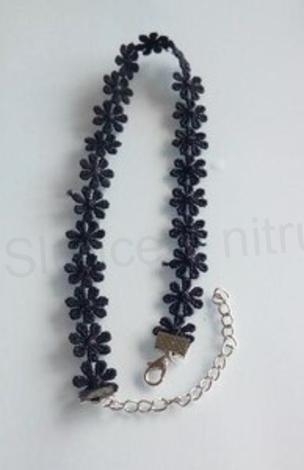 Náhrdelník choker kytičkový krajkový černý (BD834)