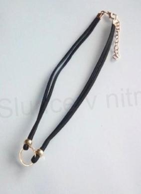 Náhrdelník choker černý s kruhem (BD843)