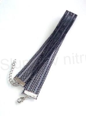 Náhrdelník choker černý ozdobná krajka (BD845)