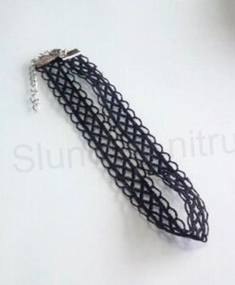 Náhrdelník choker černý krajka ozdobná (BD846)