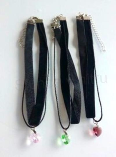 Náhrdelník dvojitý choker se Swarovski srdce růžové (BD851)