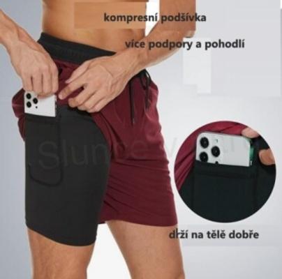 Pánské plavky Arcweg – 2v1 s kompresní podšívkou, bordo (XL / EU 42–44) (K415)