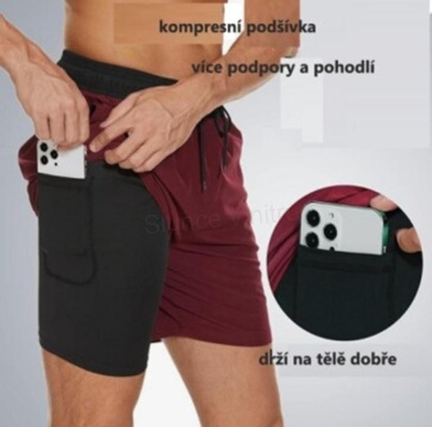 Pánské plavky Arcweg – 2v1 s kompresní podšívkou, bordo (XL / EU 42–44) (K415)