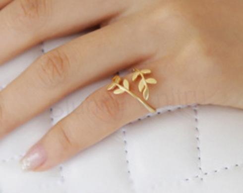 Postříbřený Otevřený prstýnek větvička strom Oliva nastavitelný (BP2)