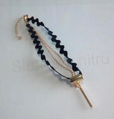 Náhrdelník choker krajkový s ozdobami (BD858)
