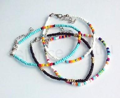 Korálkový náramek na nohu, kotnik modrý (BC575)