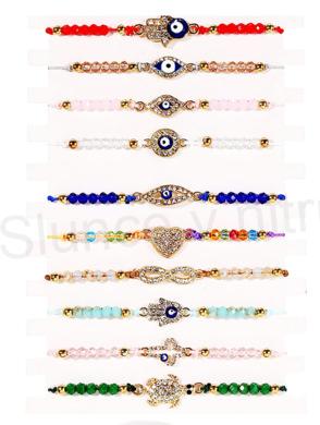 Šňůrkový náramek na ruku Swarovski elements se swarovski korálky zlatý oko (BC584)