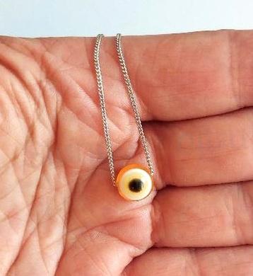 Řetízkový náhrdelník s oranžovým okem 10 mm (BD867)