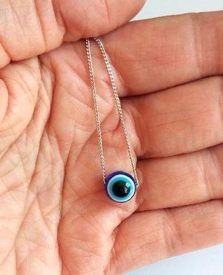 Řetízkový náhrdelník s modrým okem 10 mm (BD868)
