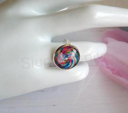 Nastavitelný prsten duhová mandala - 18 mm (BP446)