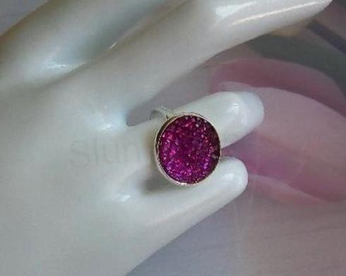 Nastavitelný prsten kamínkový fialový - 18 mm (BP450)