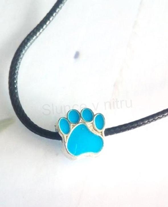 Šňůrkový náhrdelník s přívěskem pandora tlapka modrá (BD875)