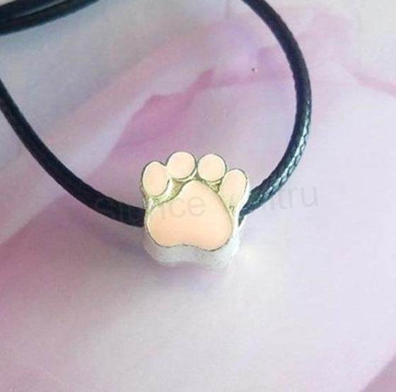 Šňůrkový náhrdelník s přívěskem pandora tlapka růžová (BD878)