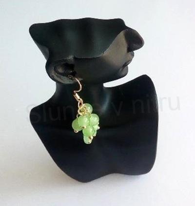 Minerální jadeit náušnice hrozen, víno (X1846)