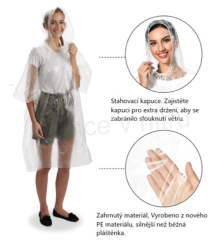 Jednorázová pláštěnka s kapucí 95 cm (K506)