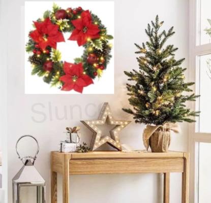 Vánoční věněc s 30 LED světly 51 cm (E967)