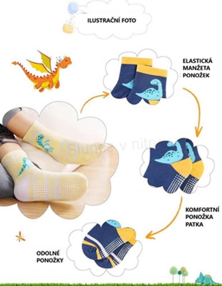 Dětské protiskluzové bavlněné ponožky 6–12 m – 2 páry (W232)