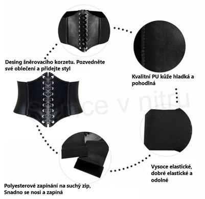 Gotický kožený korzet černý délka složený 82 cm (K529)