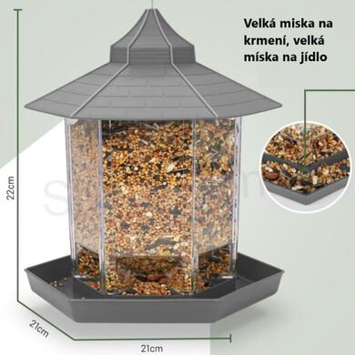 Ptačí budka, krmítko k zavěšení lucerna šedá (T34)
