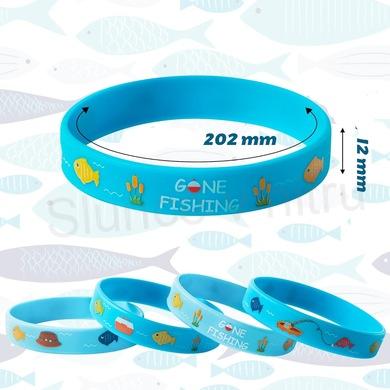 Fishing silikonový náramek rybářský motiv světle modrý (BC588)