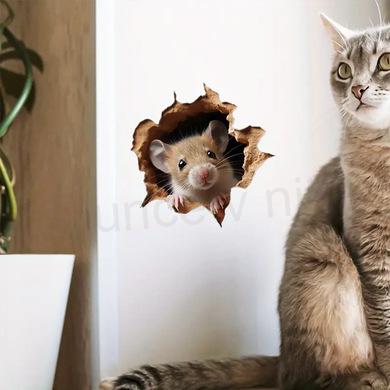 Nálepka, samolepka 3D otvor s myškou (E987)