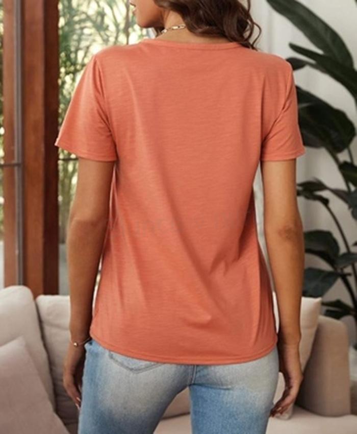 Dámské tričko s krátkým rukávem, kulatý výstřih – oranžové – velikost M (K556)