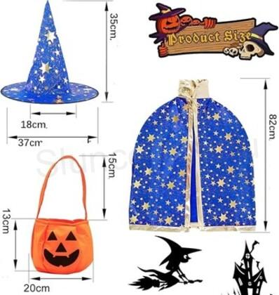 Dětský čaroděj kostým s kloboukem věk 3 - 12 let (W250)