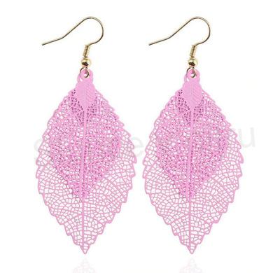 Dlouhé visací náušnice lístky růžové (BB863)