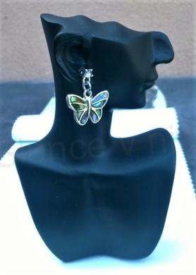 Minerální náušnice z chirurgické oceli mušle Paua motýl (X1883)