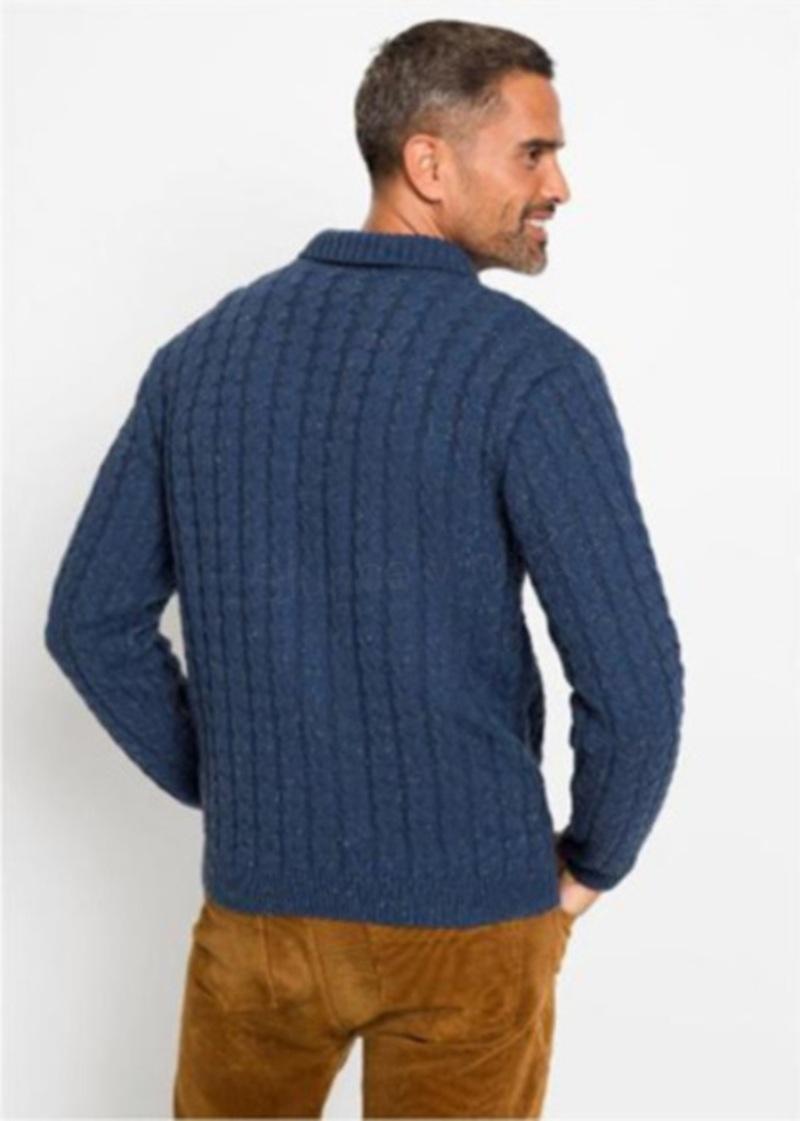 Pánský pletený svetr 5–6XL – modrý (K563)