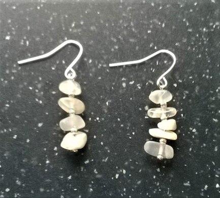 Minerální  náušnice měsiční kámen (X1892)