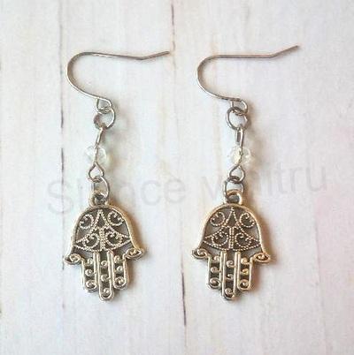 Dlouhé náušnice Ruka Fatimy Hamsa (BB878)