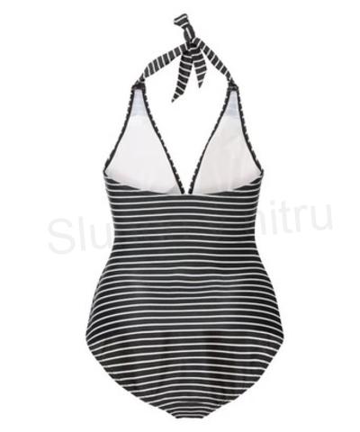 Dámské jednodílné plavky pruhované, vázání za krkem velikost 44 (K592)