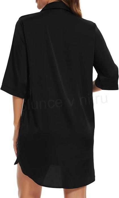 Dámská noční košile, pyžamo černá 3/4 rukávy velikost M (K595)