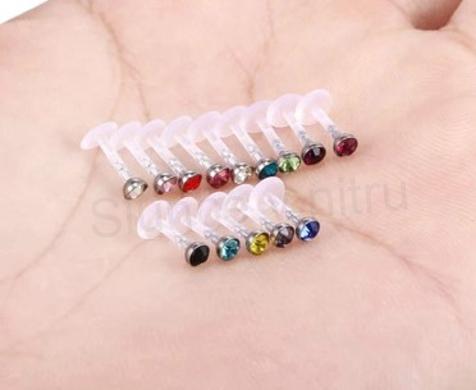 Piercing Labreta do nosu,tělo se zirkonem fialová (BB15)
