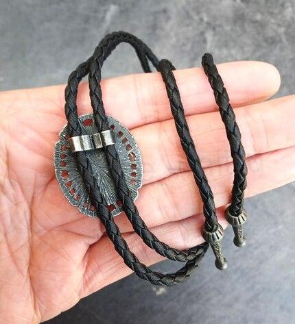 Bolo kravata s oválnou přezkou a tyrkysovým kamenem (BD912)