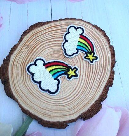 Nášivka, nažehlovačka duha, mrak, hvězda 5,3 cm (C748)