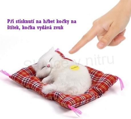 Plyšová hračka kočka se zvukem černo bílá (D1137)