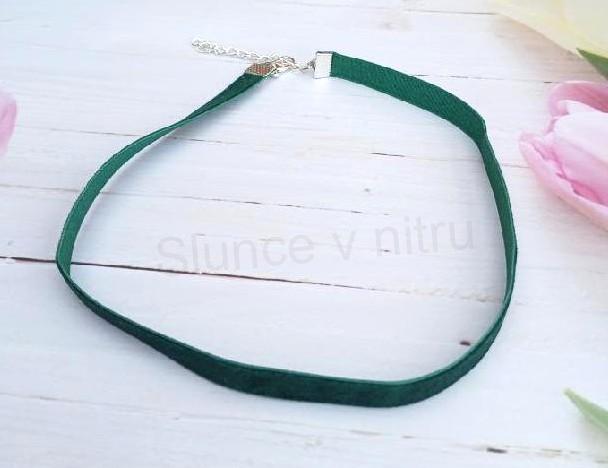 Náhrdelník choker sametový dlouhý zelený (BD925)