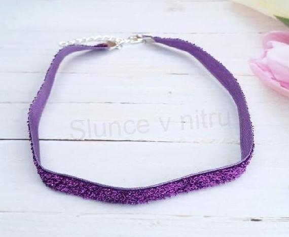 Náhrdelník choker krátký fialový (BD928)