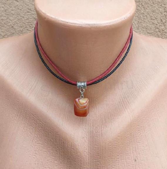 Minerální zdvojený náhrdelník choker achát (X2049)