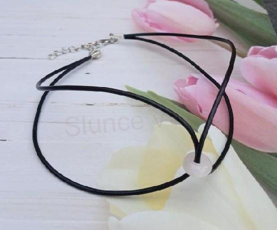 Minerální zdvojený náhrdelník choker růženín kobliha (X2050)
