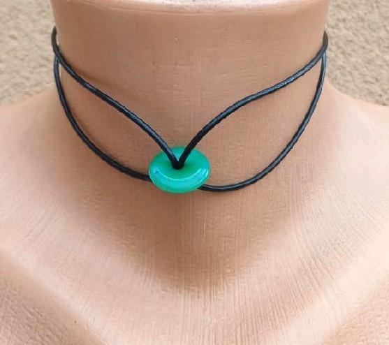 Minerální zdvojený náhrdelník choker jadeit donut (X2052)