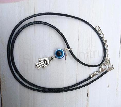 Náhrdelník přívěsek Ruka Fatimy, Hamsa - modré oko (BD945)