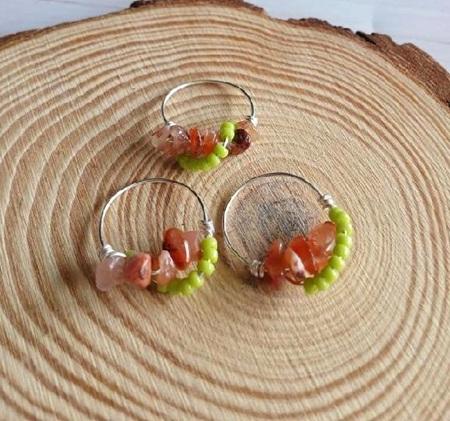 Minerální prsten achát s korálky (X2056)