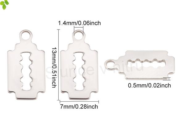 Přívěsek žiletka nerezová ocel 13 x 7 mm (AA350)