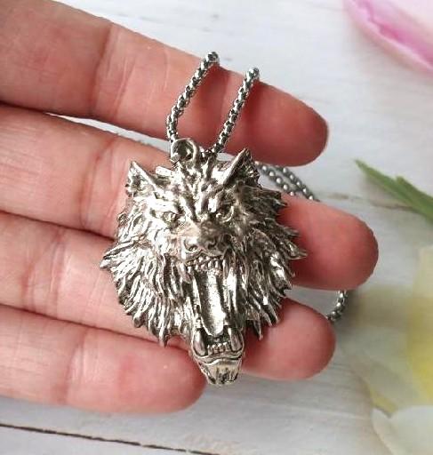 Náhrdelník s přívěskem vlk - nerez ocel (BD960)