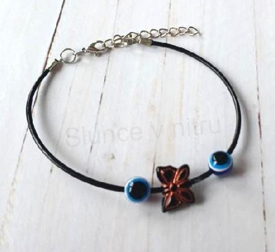 Kožený ozdobný náramek oko, motýl (BC590)