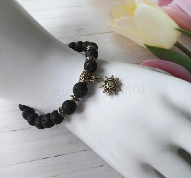 Minerální náramek láva, ozdoba slunce (X2101)