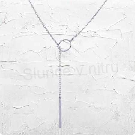 Nerezový náhrdelník, přívěsek kroužek s tyčkou platinový (BD966)